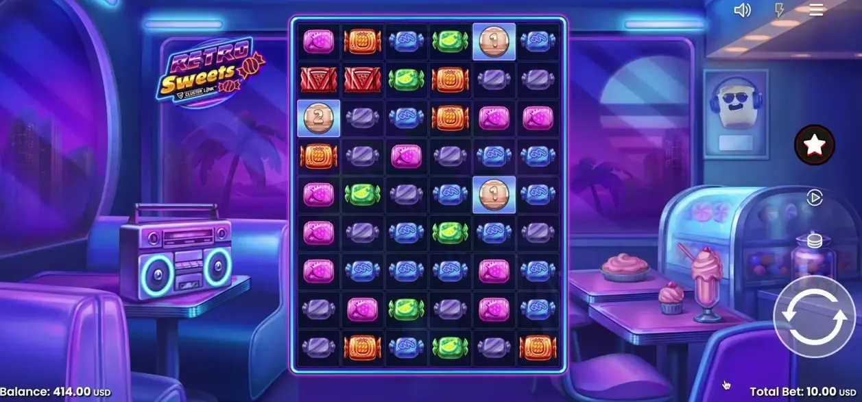 Retro Sweets slot met neon snoepjes