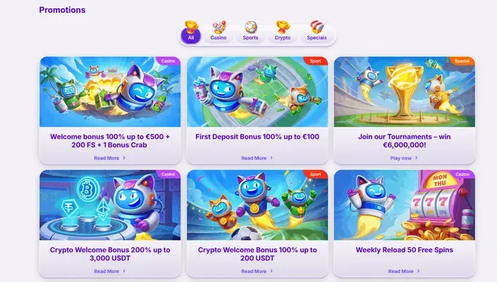 Promotiepagina van Robocat in de internationale versie