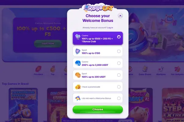Registratieformulier van Robocat in de internationale versie